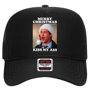 Christmas Vacation Merry Christmas Kiss My A$$ High Crown Mesh Back Trucker Hat