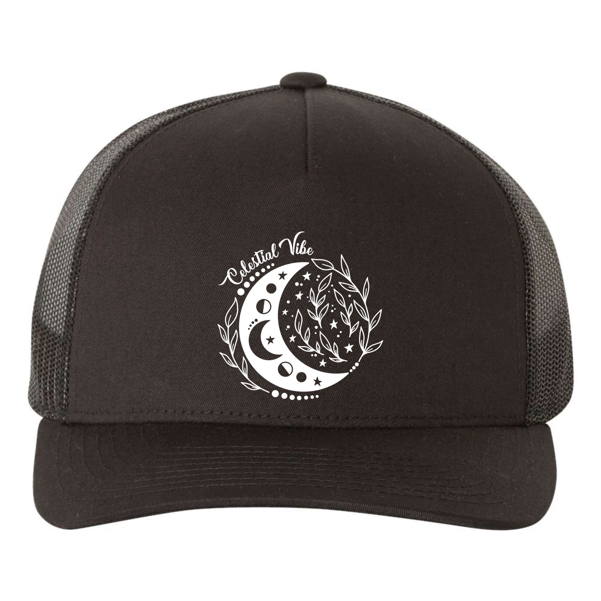 Celestial Vibe Moon Nature Floral Graphic Gift Yupoong Adult 5-Panel Trucker Hat