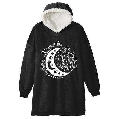 Celestial Vibe Moon Nature Floral Graphic Gift Hooded Wearable Blanket