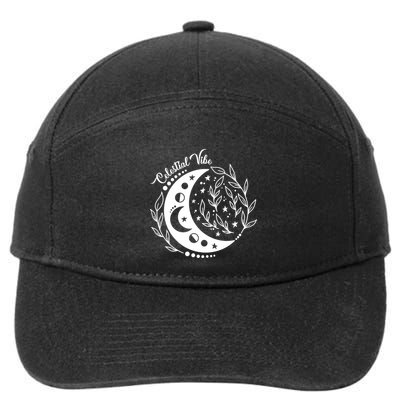 Celestial Vibe Moon Nature Floral Graphic Gift 7-Panel Snapback Hat