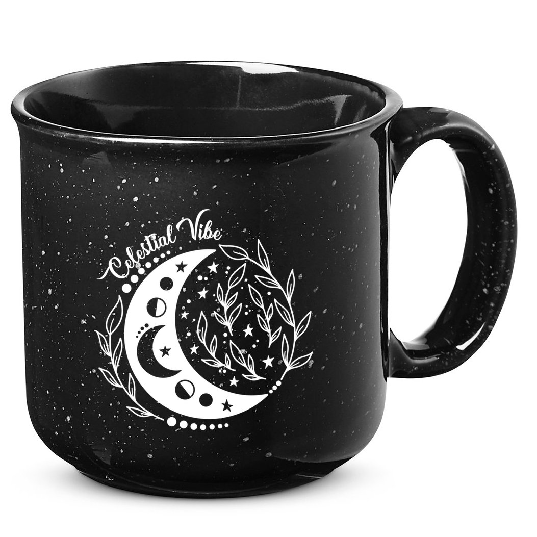 Celestial Vibe Moon Nature Floral Graphic Gift 15oz Campfire Ceramic Mug