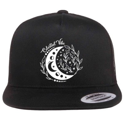 Celestial Vibe Moon Nature Floral Graphic Gift Flatbill Hat