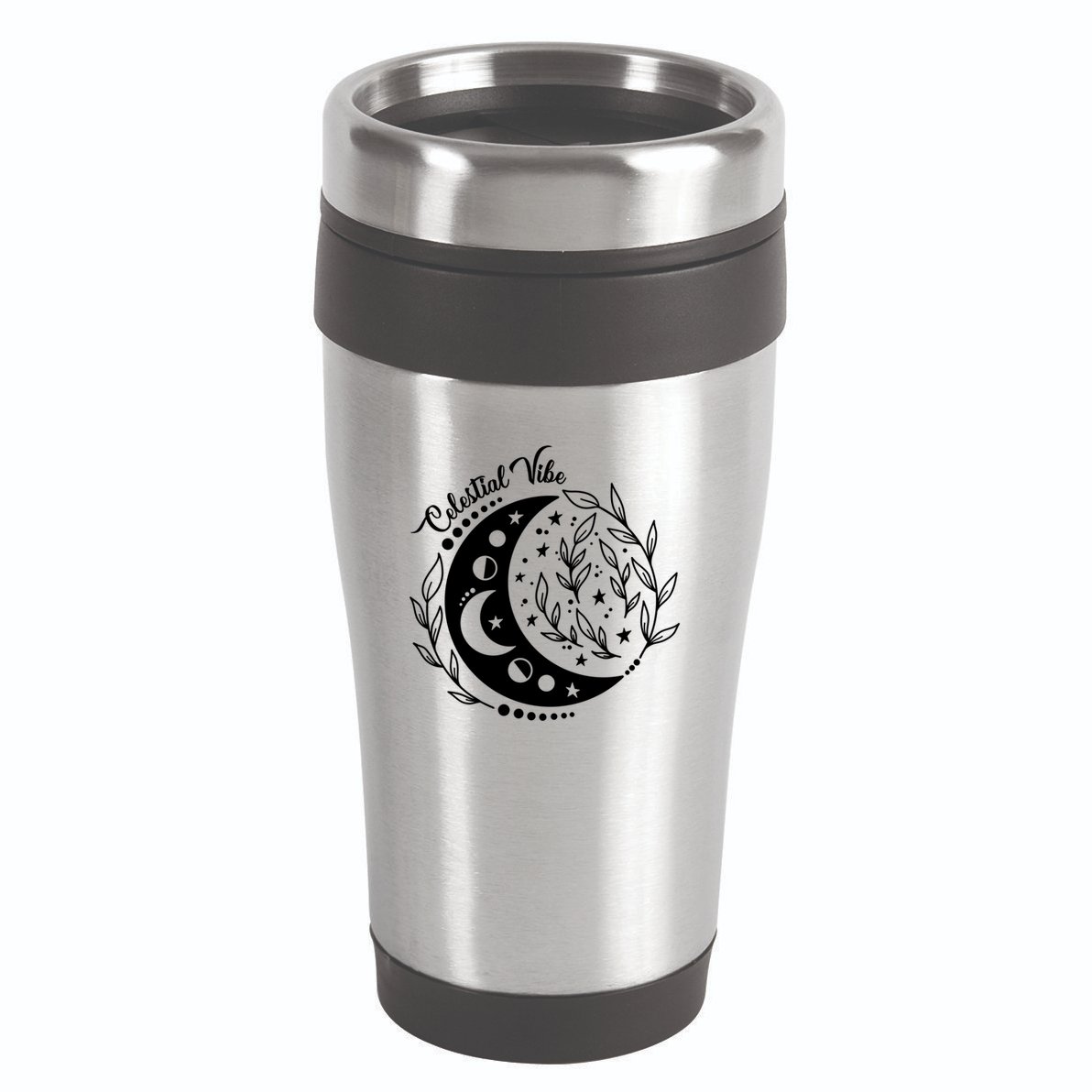 Celestial Vibe Moon Nature Floral Graphic Gift 16oz Travel Tumbler