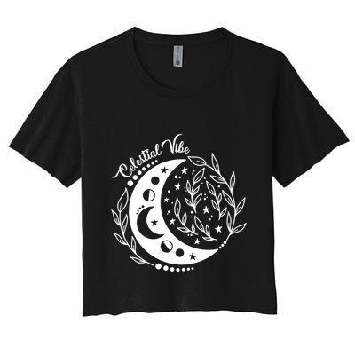 Celestial Vibe Moon Nature Floral Graphic Gift Crop Top