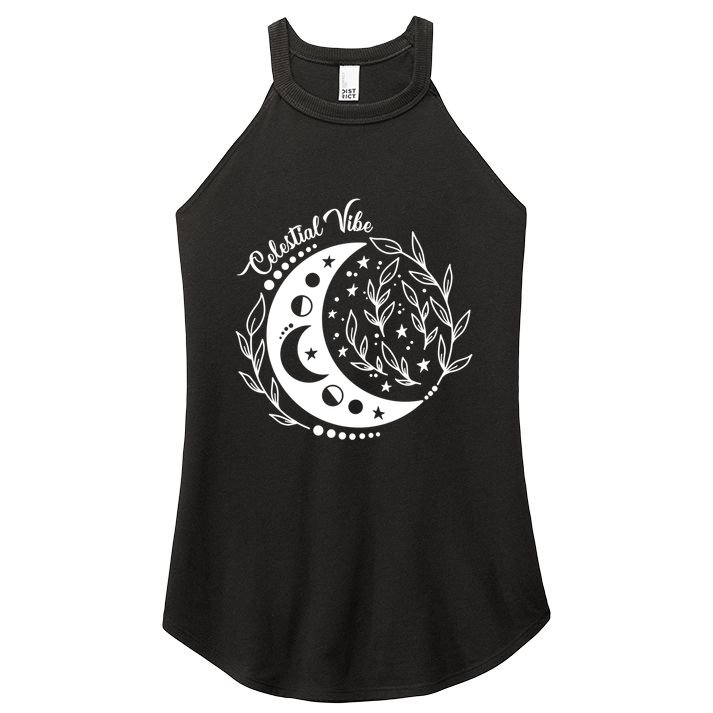 Celestial Vibe Moon Nature Floral Graphic Gift Women's Perfect Tri Rocker Tank