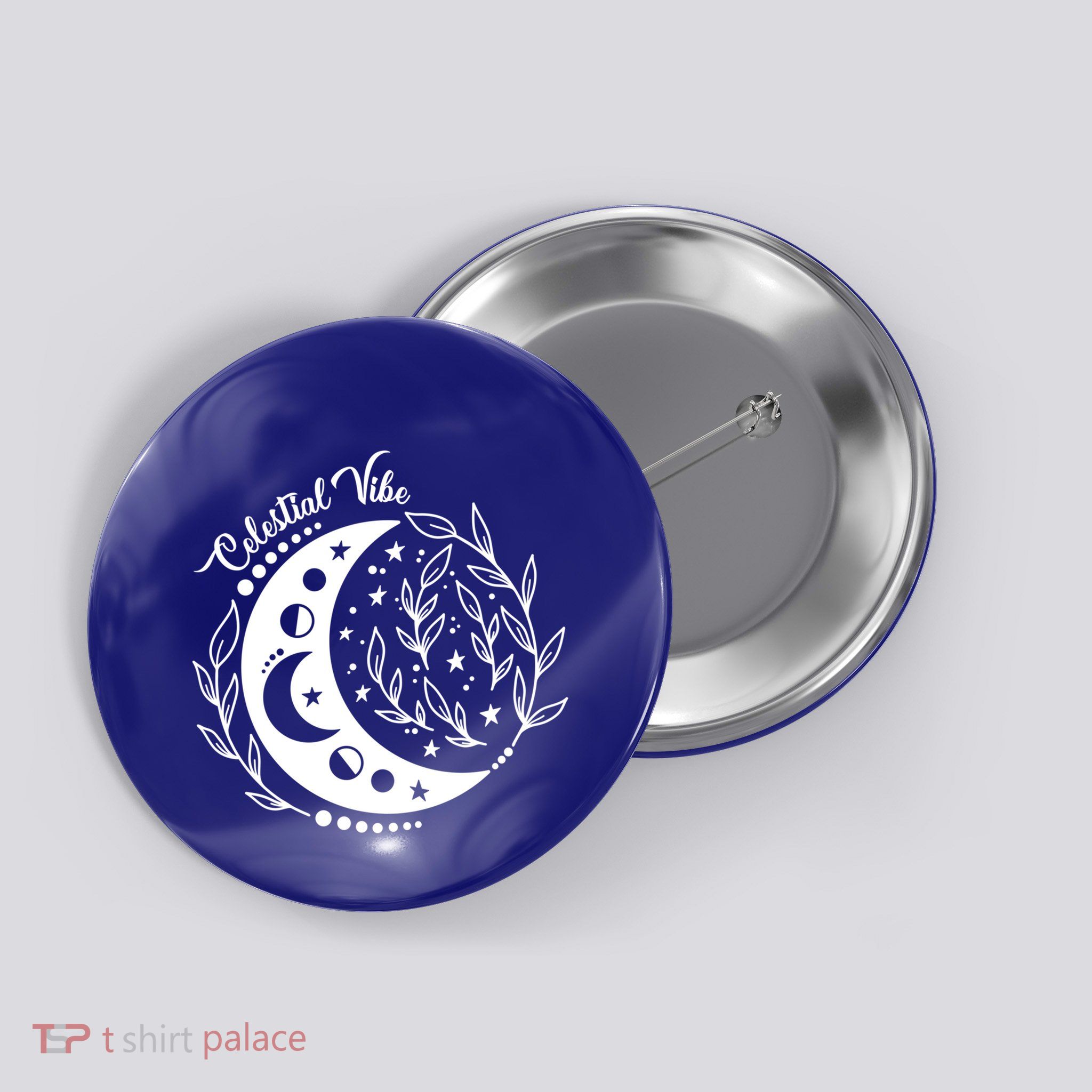 Celestial Vibe Moon Nature Floral Graphic Gift Button