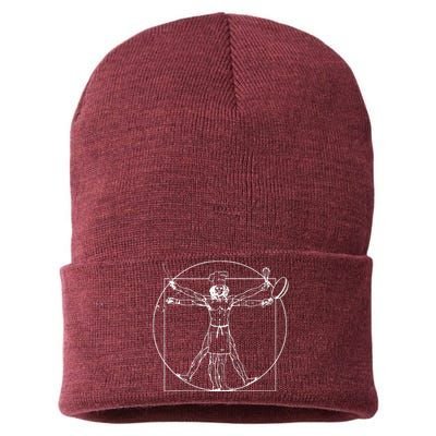 Chef Vitruvian Man Da Vinci Funny Cooking Gift Sustainable Knit Beanie