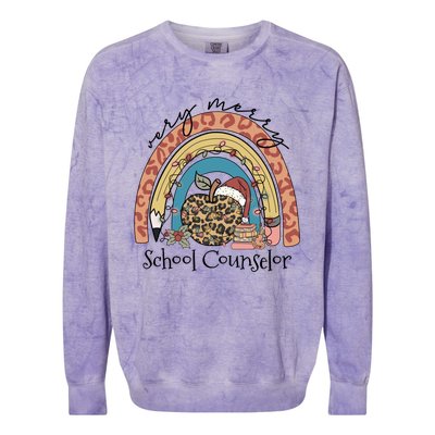 Christmas Very Merry School Counselor Rainbow Christmas Pjs Gift Colorblast Crewneck Sweatshirt