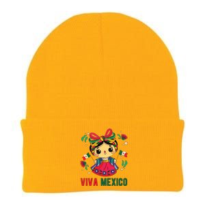 Cute Viva Mexico Girl Mexican Independence Day Knit Cap Winter Beanie