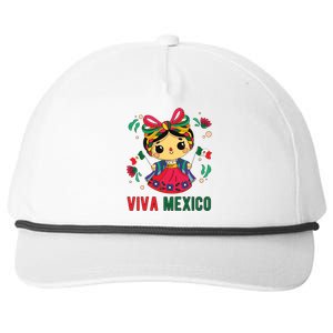 Cute Viva Mexico Girl Mexican Independence Day Snapback Five-Panel Rope Hat