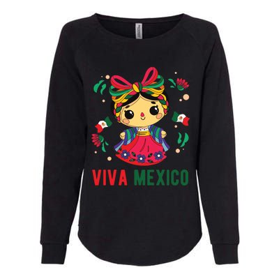 Cute Viva Mexico Girl Mexican Independence Day Womens California Wash Sweatshirt