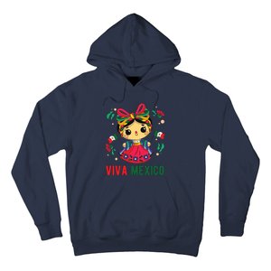 Cute Viva Mexico Girl Mexican Independence Day Hoodie