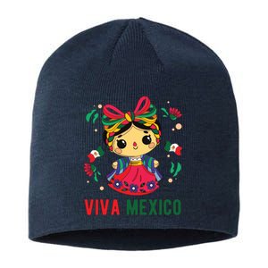 Cute Viva Mexico Girl Mexican Independence Day Sustainable Beanie