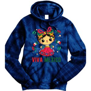 Cute Viva Mexico Girl Mexican Independence Day Tie Dye Hoodie