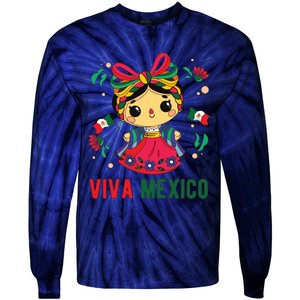 Cute Viva Mexico Girl Mexican Independence Day Tie-Dye Long Sleeve Shirt