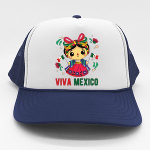 Cute Viva Mexico Girl Mexican Independence Day Trucker Hat