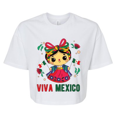 Cute Viva Mexico Girl Mexican Independence Day Bella+Canvas Jersey Crop Tee