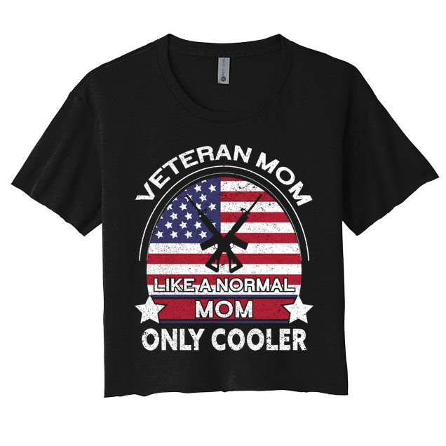 Cooler Veteran Mom Proud American Veteran Mom Gift Crop Top