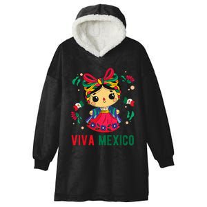 Cute Viva Mexico Girl Mexican Independence Day Hooded Wearable Blanket