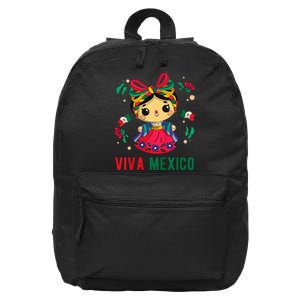 Cute Viva Mexico Girl Mexican Independence Day 16 in Basic Backpack