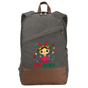 Cute Viva Mexico Girl Mexican Independence Day Cotton Canvas Backpack