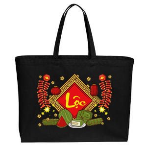 Cute Vietnamese New Year Prosperity Phuc Loc Tho Tet Holiday Cotton Canvas Jumbo Tote