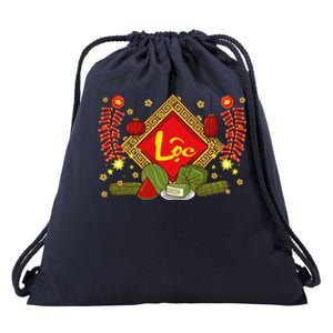 Cute Vietnamese New Year Prosperity Phuc Loc Tho Tet Holiday Drawstring Bag