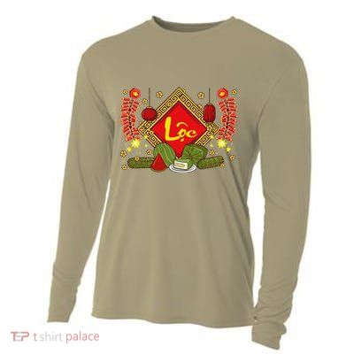 Cute Vietnamese New Year Prosperity Phuc Loc Tho Tet Holiday Cooling Performance Long Sleeve Crew