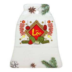 Cute Vietnamese New Year Prosperity Phuc Loc Tho Tet Holiday Ceramic Bell Ornament