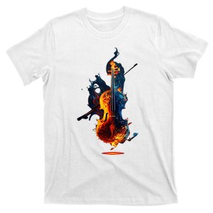 Cool Violin On Fire For Burning Music T-Shirt