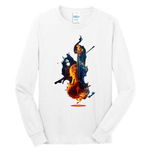 Cool Violin On Fire For Burning Music Tall Long Sleeve T-Shirt