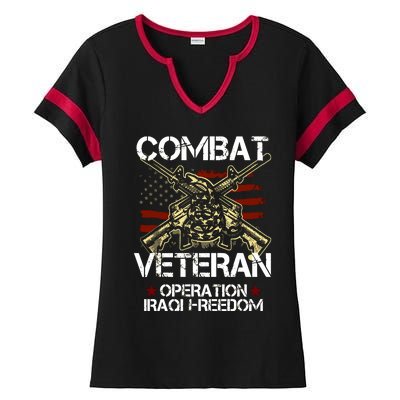 Combat Veteran Operation Iraqi Freedom Veterans Day Iraq Ladies Halftime Notch Neck Tee