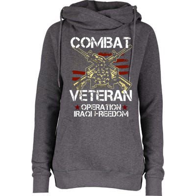 Combat Veteran Operation Iraqi Freedom Veterans Day Iraq Womens Funnel Neck Pullover Hood