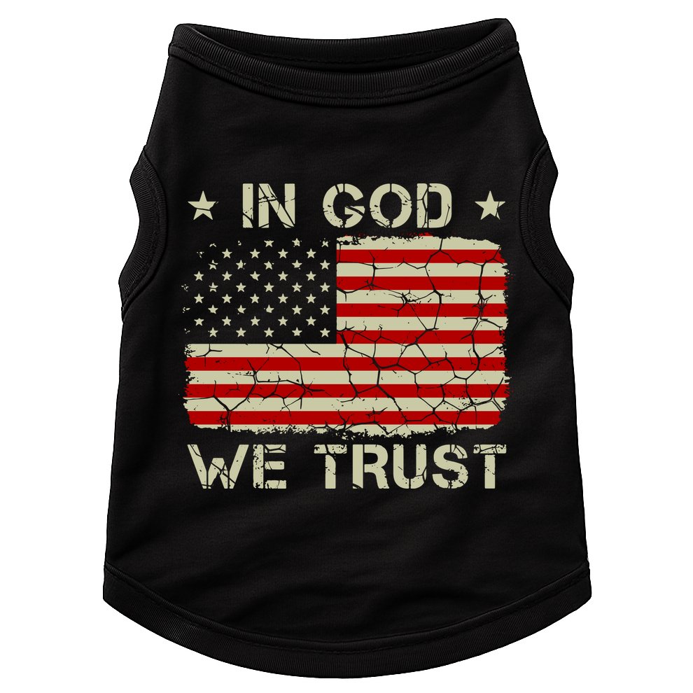 Christian Vintage Old American Flag In God We Trust Doggie Tank