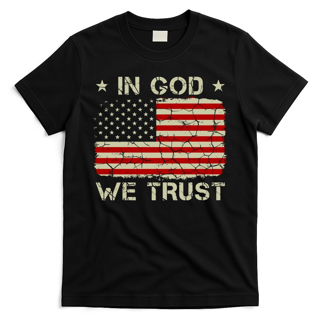Christian Vintage Old American Flag In God We Trust T-Shirt