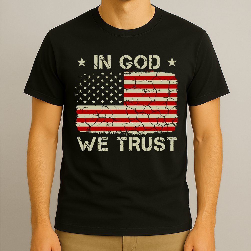 Christian Vintage Old American Flag In God We Trust T-Shirt