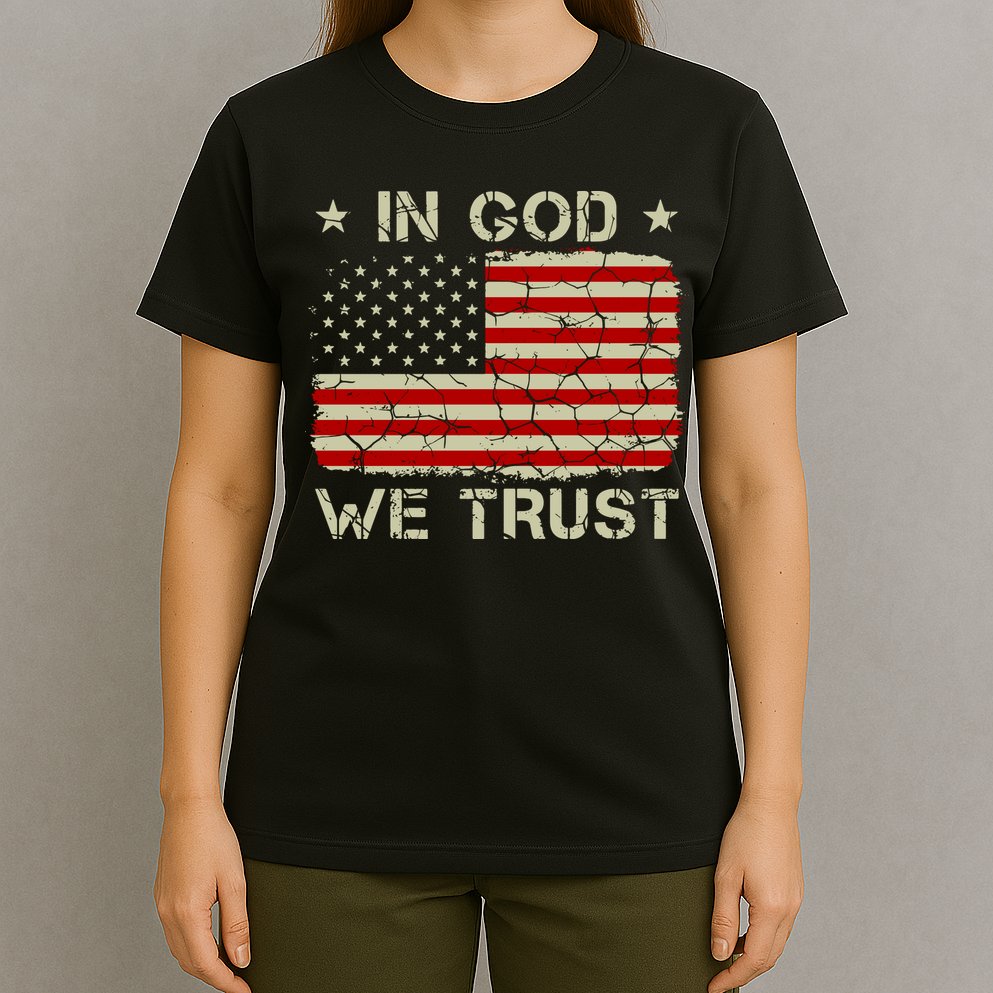 Christian Vintage Old American Flag In God We Trust T-Shirt