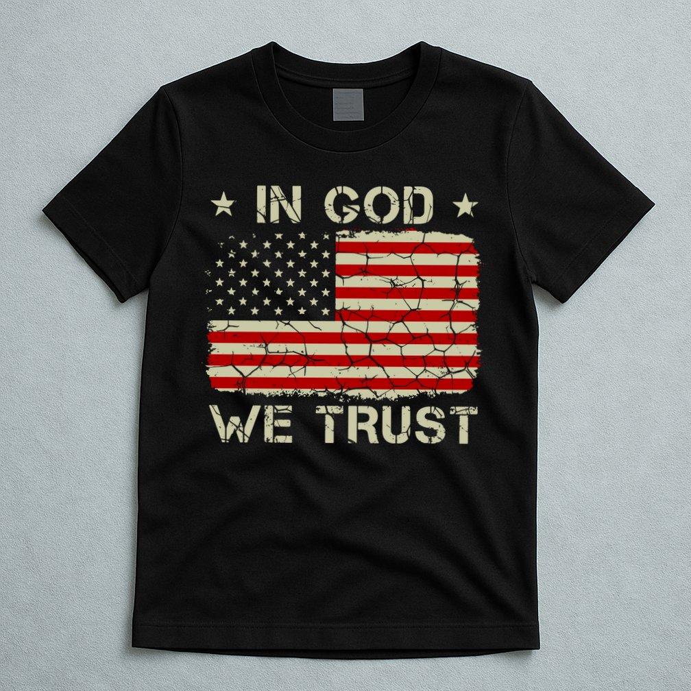 Christian Vintage Old American Flag In God We Trust T-Shirt