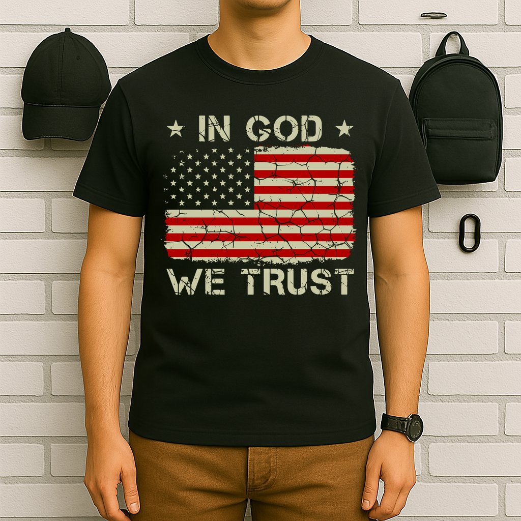 Christian Vintage Old American Flag In God We Trust T-Shirt