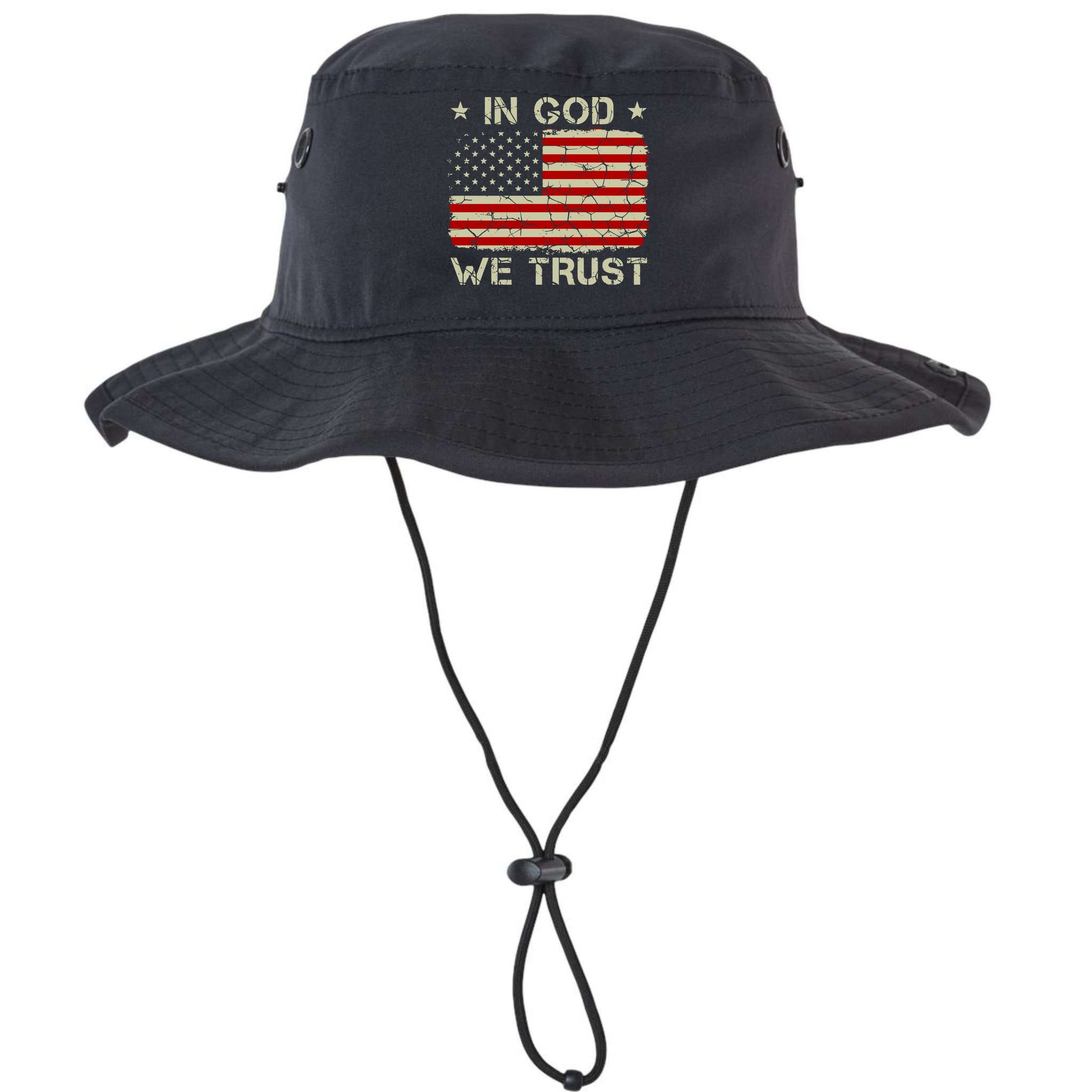 Christian Vintage Old American Flag In God We Trust Bucket Hat