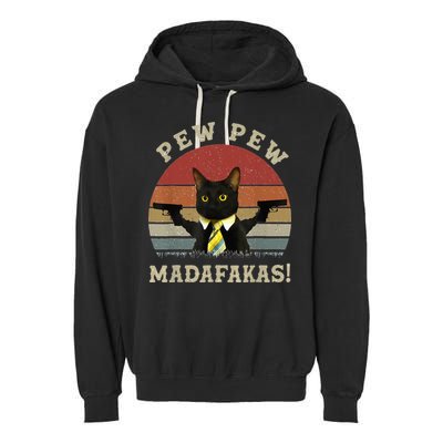 Cat Vintage PewPewPew Madafakas Cat Crazy Pew Vintage Garment-Dyed Fleece Hoodie