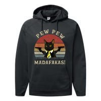 Cat Vintage PewPewPew Madafakas Cat Crazy Pew Vintage Performance Fleece Hoodie