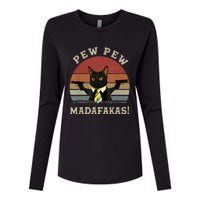 Cat Vintage PewPewPew Madafakas Cat Crazy Pew Vintage Womens Cotton Relaxed Long Sleeve T-Shirt