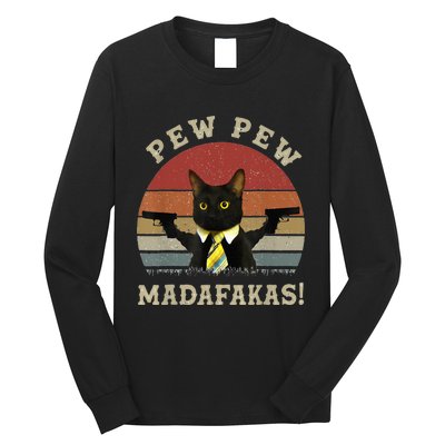 Cat Vintage PewPewPew Madafakas Cat Crazy Pew Vintage Long Sleeve Shirt