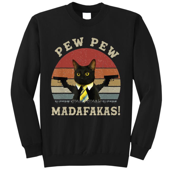 Cat Vintage PewPewPew Madafakas Cat Crazy Pew Vintage Sweatshirt