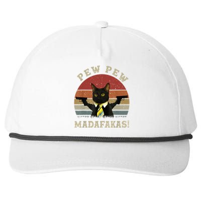 Cat Vintage PewPewPew Madafakas Cat Crazy Pew Vintage Snapback Five-Panel Rope Hat