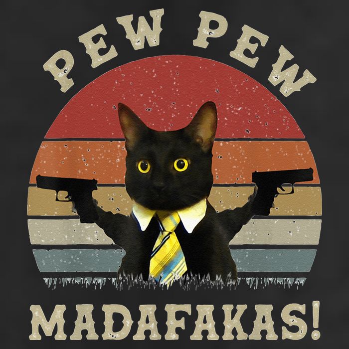 Cat Vintage PewPewPew Madafakas Cat Crazy Pew Vintage Beanie