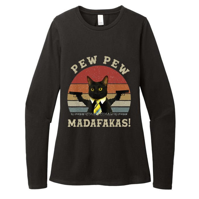 Cat Vintage PewPewPew Madafakas Cat Crazy Pew Vintage Womens CVC Long Sleeve Shirt