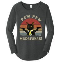 Cat Vintage PewPewPew Madafakas Cat Crazy Pew Vintage Women's Perfect Tri Tunic Long Sleeve Shirt