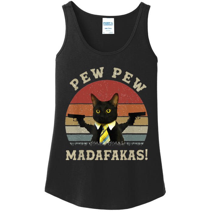 Cat Vintage PewPewPew Madafakas Cat Crazy Pew Vintage Ladies Essential Tank